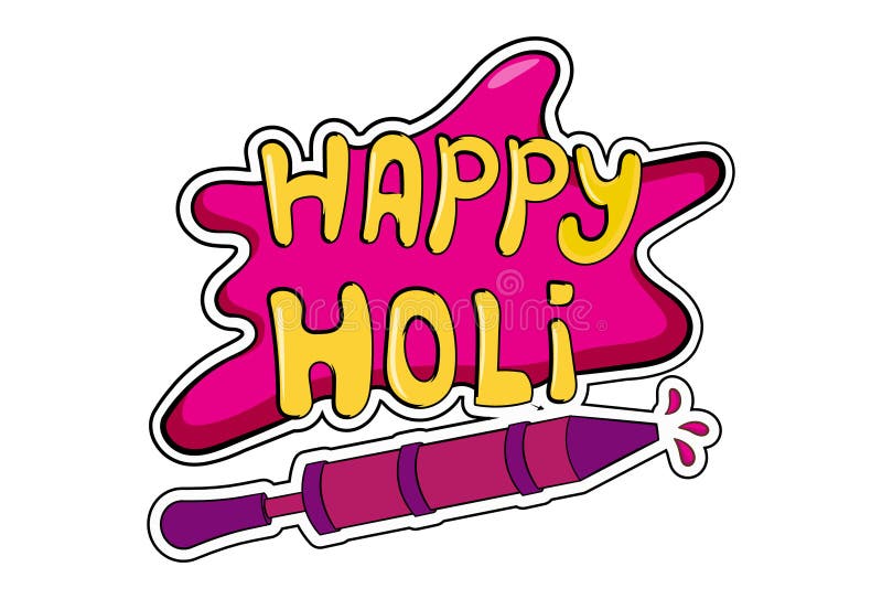 Vector Cartoon Illustration Of Holi Sticker Stock Vector Illustration