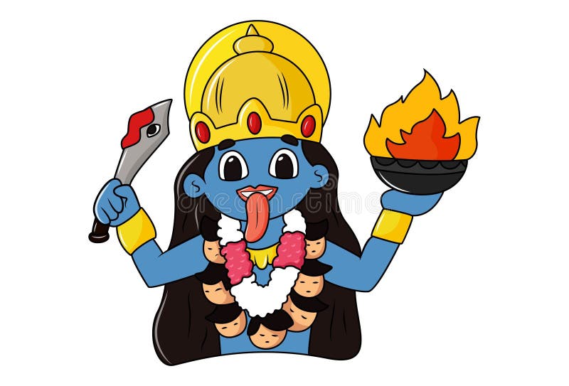Cartoon Illustration of Goddess Kali Stock Vector - Illustration of  hinduism, head: 157881047