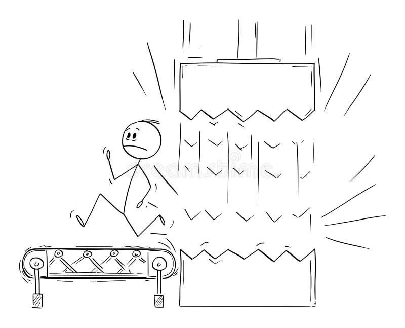 Vector Cartoon Illustration of Man or Businessman Running on Conveyor Belt  or Running Machine from Crushing Machine Stock Vector - Illustration of  figure, economy: 192591598