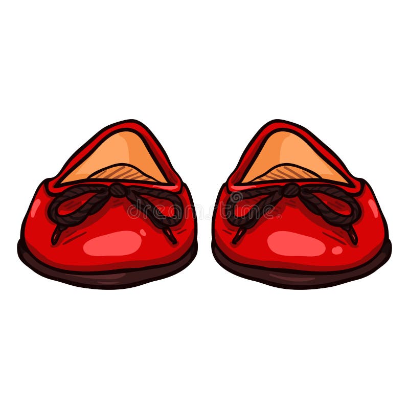Vector Cartoon Illustration Pair of Women Ballet Flats. Front View