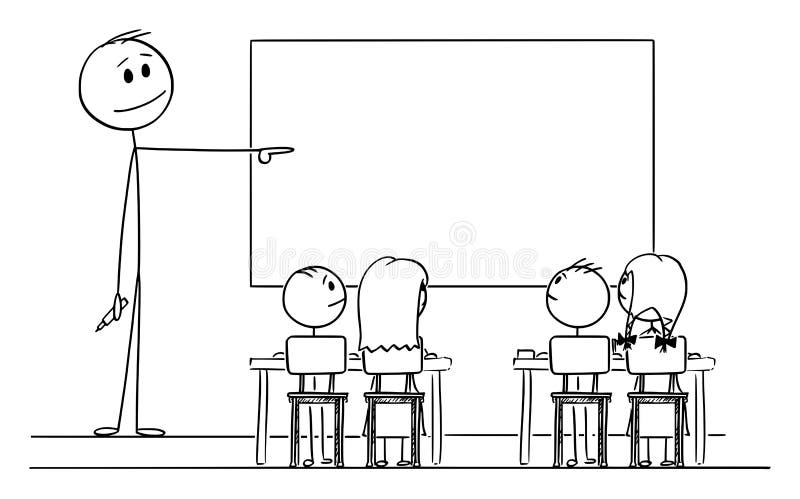 Stick Figure At Chalk Board  Great PowerPoint ClipArt for