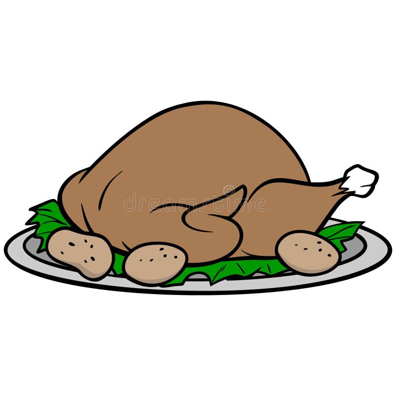 Roast Turkey Dinner Illustration Stock Vector - Illustration of roast ...