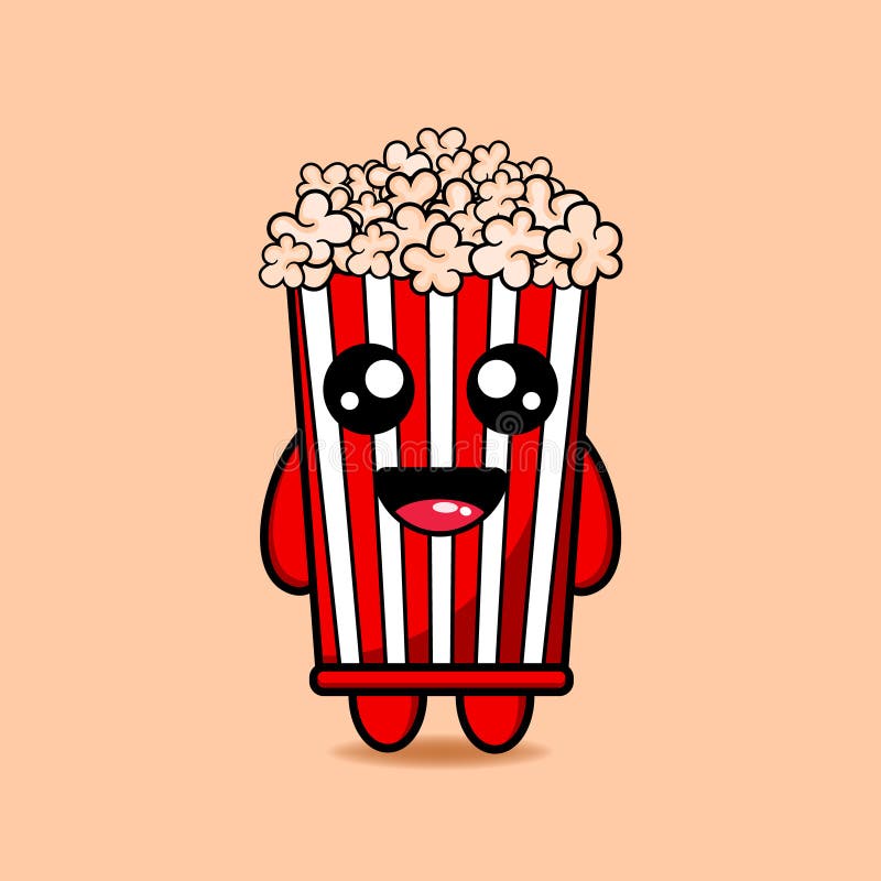 Cute Popcorn Design Mascot Kawaii Stock Vector - Illustration of delicious,  container: 214921493
