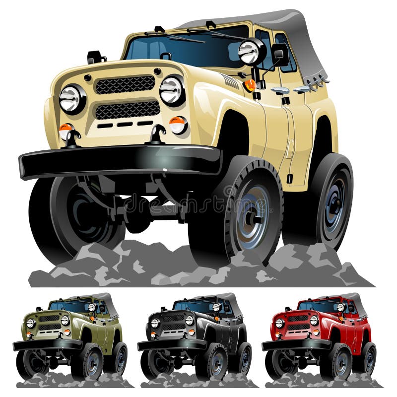 Vector cartoon jeep one-click repaint
