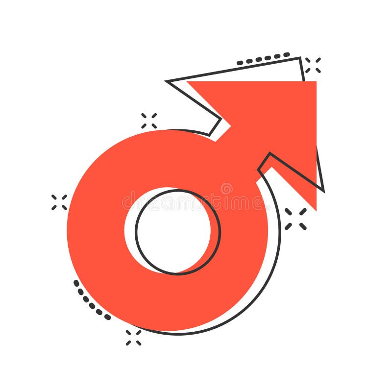 Vector Cartoon Male Sex Symbol Icon In Comic Style Men Gender Concept 