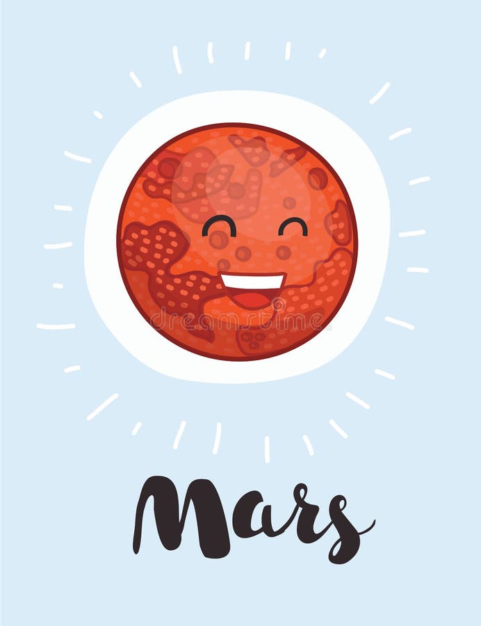 Cartoon Mars with Sword, Planet, Vector Character, Solar System. Stock ...