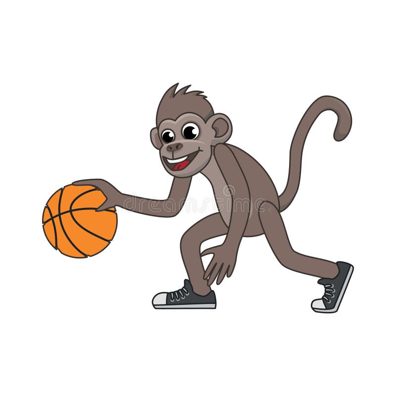 Vector Cartoon Monkey Playing Basketball Stock ...