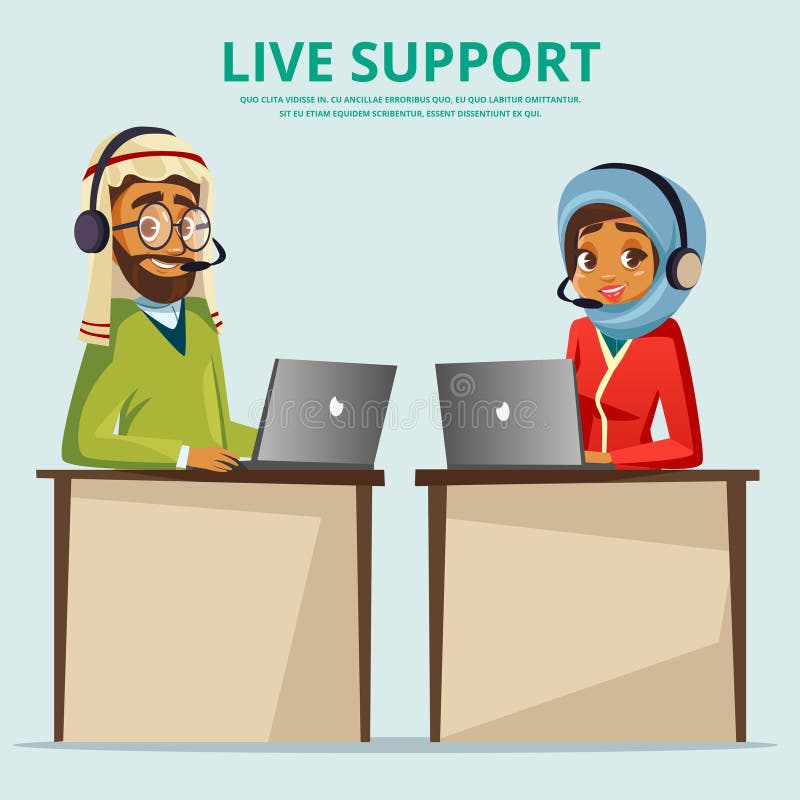 Vector Cartoon Muslim Call Center Customer Service Stock Vector - Illustration of call, agent: 111370046 Vector Cartoon Muslim Call Center Customer Service Stock Vector - Illustration of call, agent: 111370046