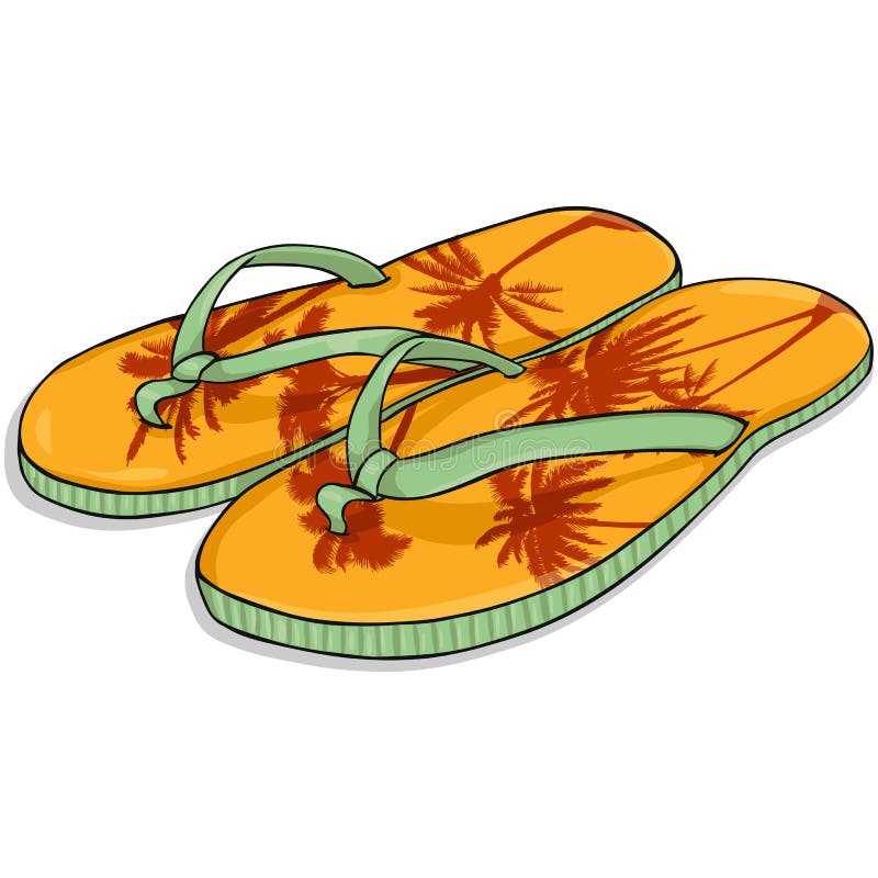 Vector Cartoon Orange Beach Slippers Stock Illustration - Illustration ...