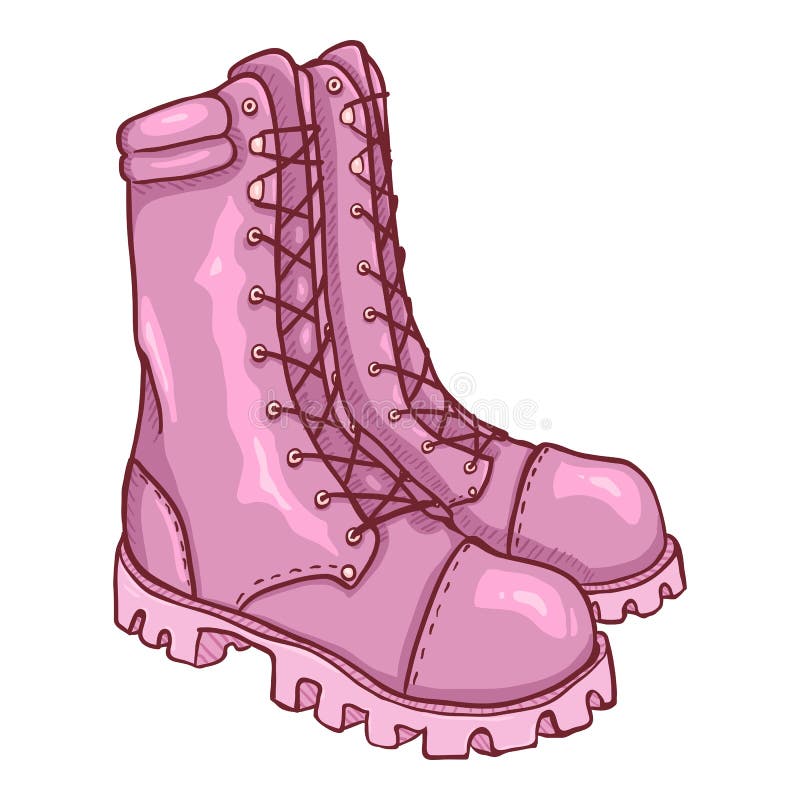 Vector Cartoon Pink Army Boots