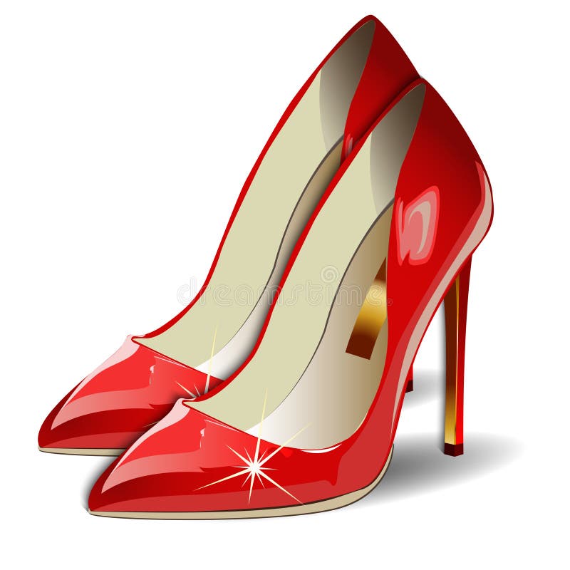 Vector Cartoon Red Women Shoes on White Background Stock Vector