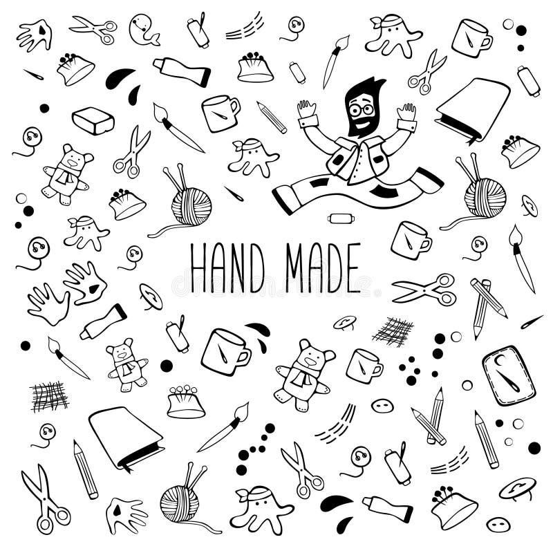 Vector Cartoon Set of Sewing Tools and Materials. Stock Vector Illustration of white, icon