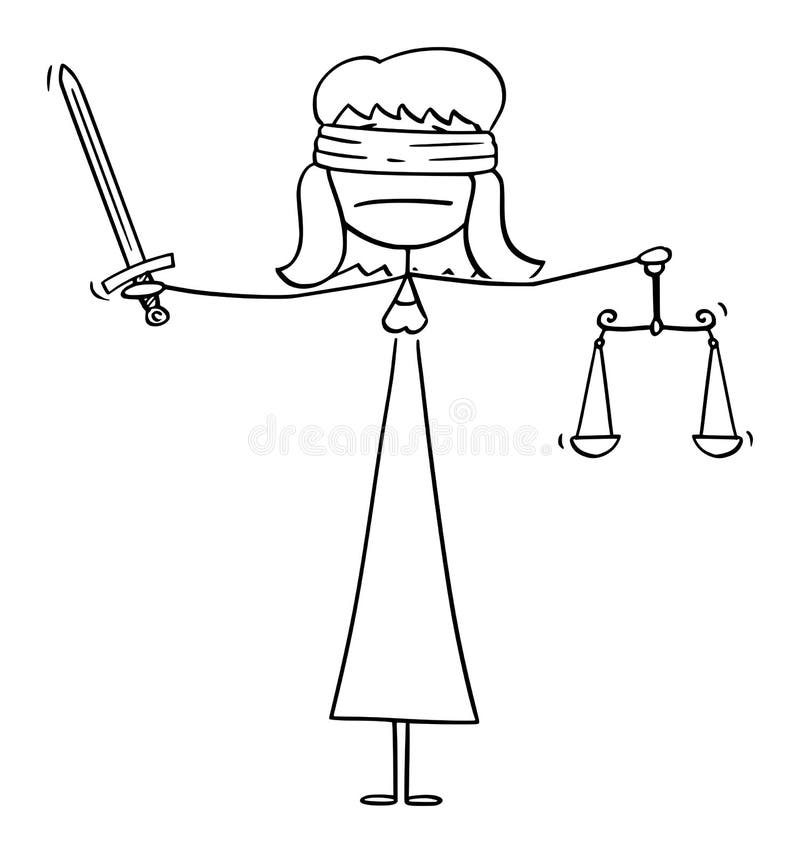 Illustration Of Lady Justice Holding Scales And Sword And Wearing A  Blindfold In A Vintage Woodblock Style. Eps-8 Royalty Free SVG, Cliparts,  Vectors, and Stock Illustration. Image 74426563.