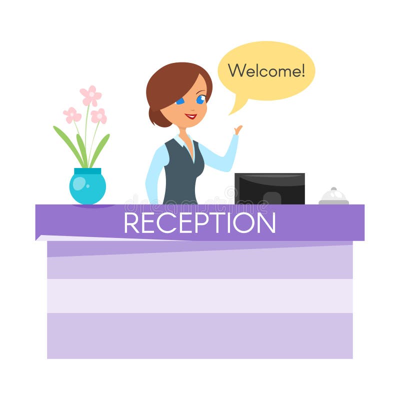 Vector Cartoon Style Illustration Of Hotel Receptionist. Stock Vector