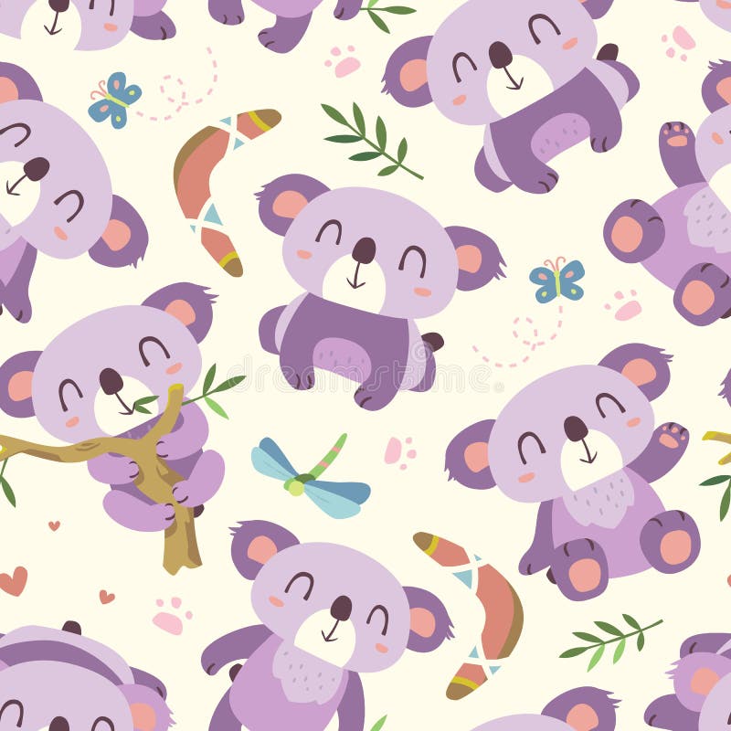 Vector cartoon style koala seamless pattern stock illustration Vector cartoon style koala seamless pattern stock illustration