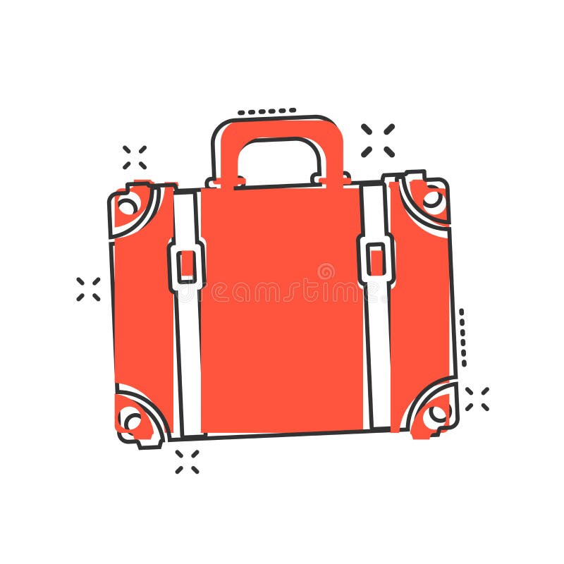 Vector cartoon suitcase icon in comic style. Case for tourism, j royalty free illustration Vector cartoon suitcase icon in comic style. Case for tourism, j royalty free illustration