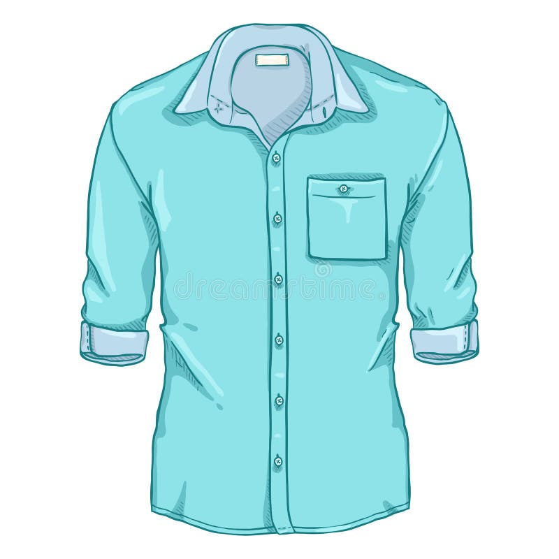 Vector Cartoon Turquoise Men Shirt with Roll Up Sleeves Stock Vector ...