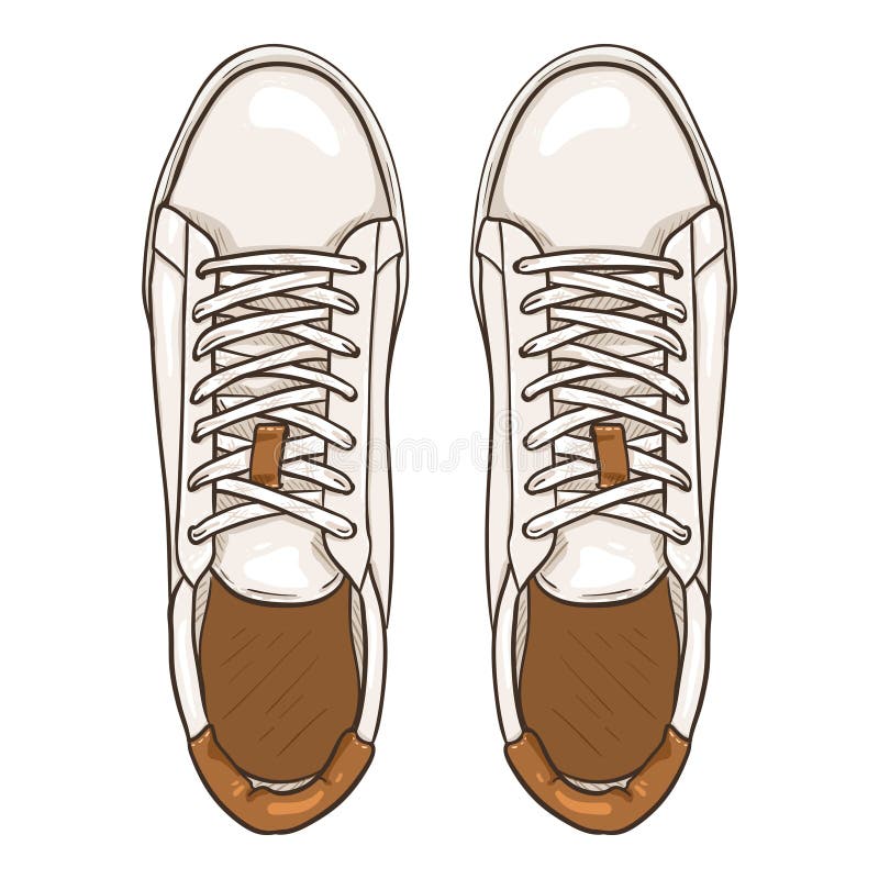 Vector Cartoon White Sneakers. Smart Casual Shoes Illustration Stock ...