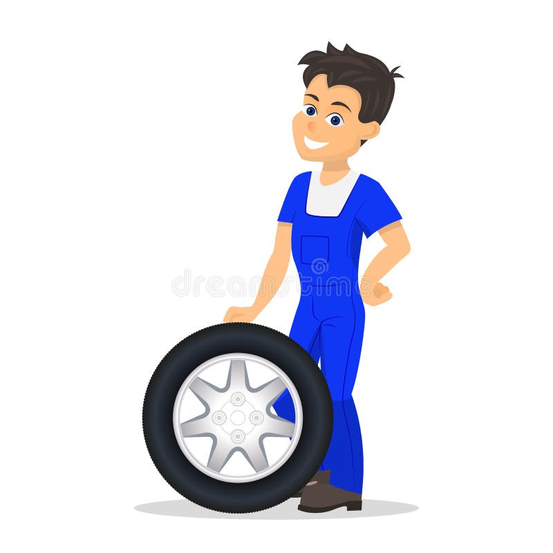 Cartoon car change wheel stock vector. Illustration of jack - 115722728