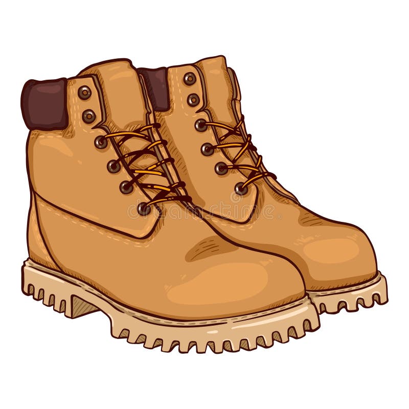 Vector Cartoon Yellow Work Boots Stock Vector Illustration of leather