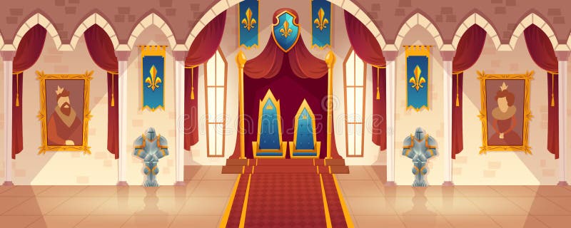 King and queen in court room a palace Royalty Free Vector