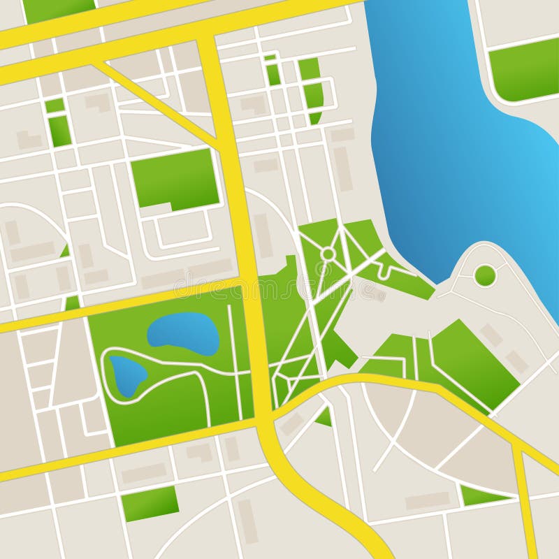 Vector cbstract city map and river stock illustration