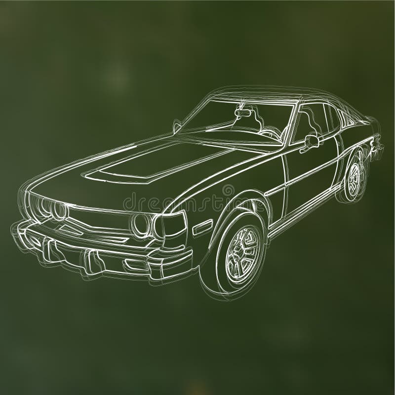 Vector chalk sketched car stock vector. Illustration of line 35270580