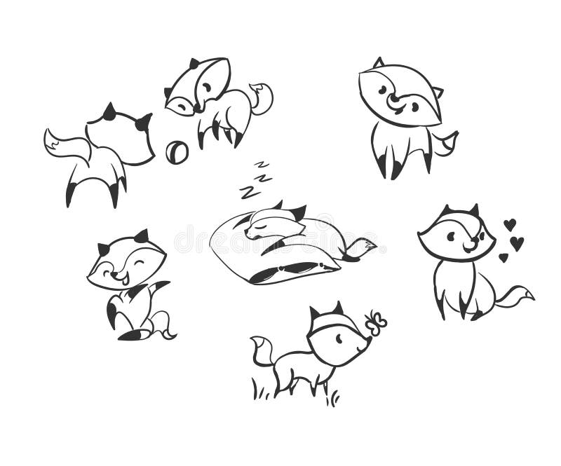 Vector character fox baby set design elements stock illustration Vector character fox baby set design elements stock illustration