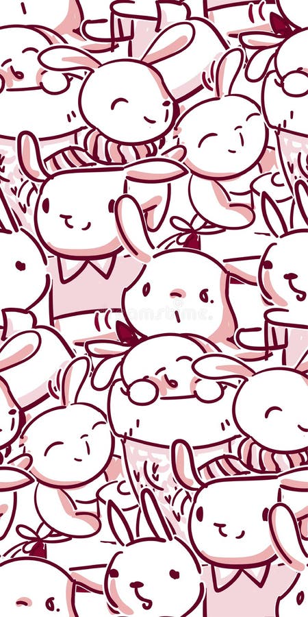 Vector character rabbit baby seamless pattern pink stock illustration
