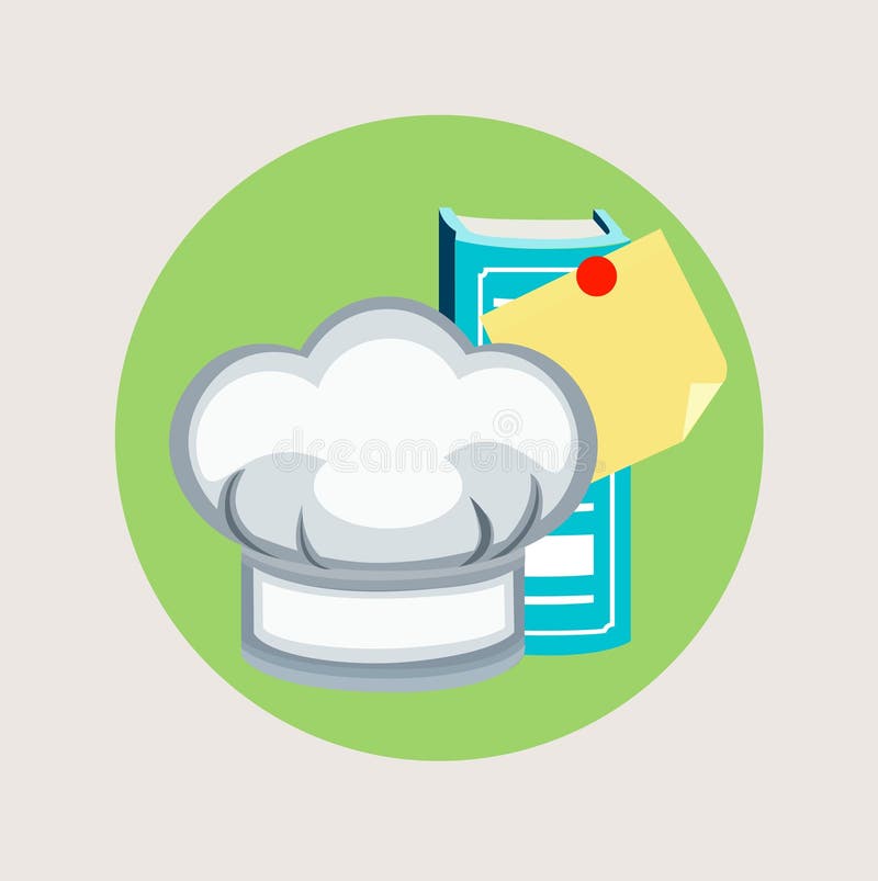 Vector chef hat and cooking book icon flat design royalty free illustration