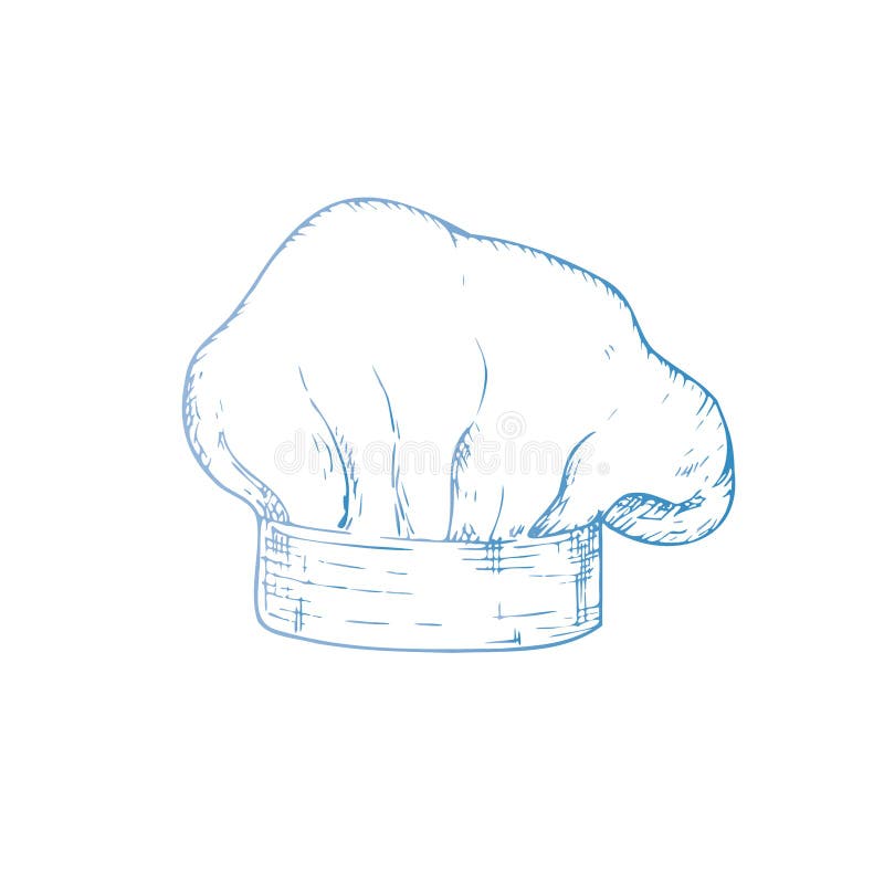 Vector Chef hat. Graphic ink professional cap sign and symbol, kitchen tool illustration isolated on background. Hand vector illustration