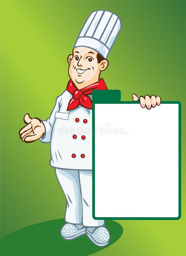 Cute Chef Fish with Spatula and Menu Board. Stock Vector - Illustration ...