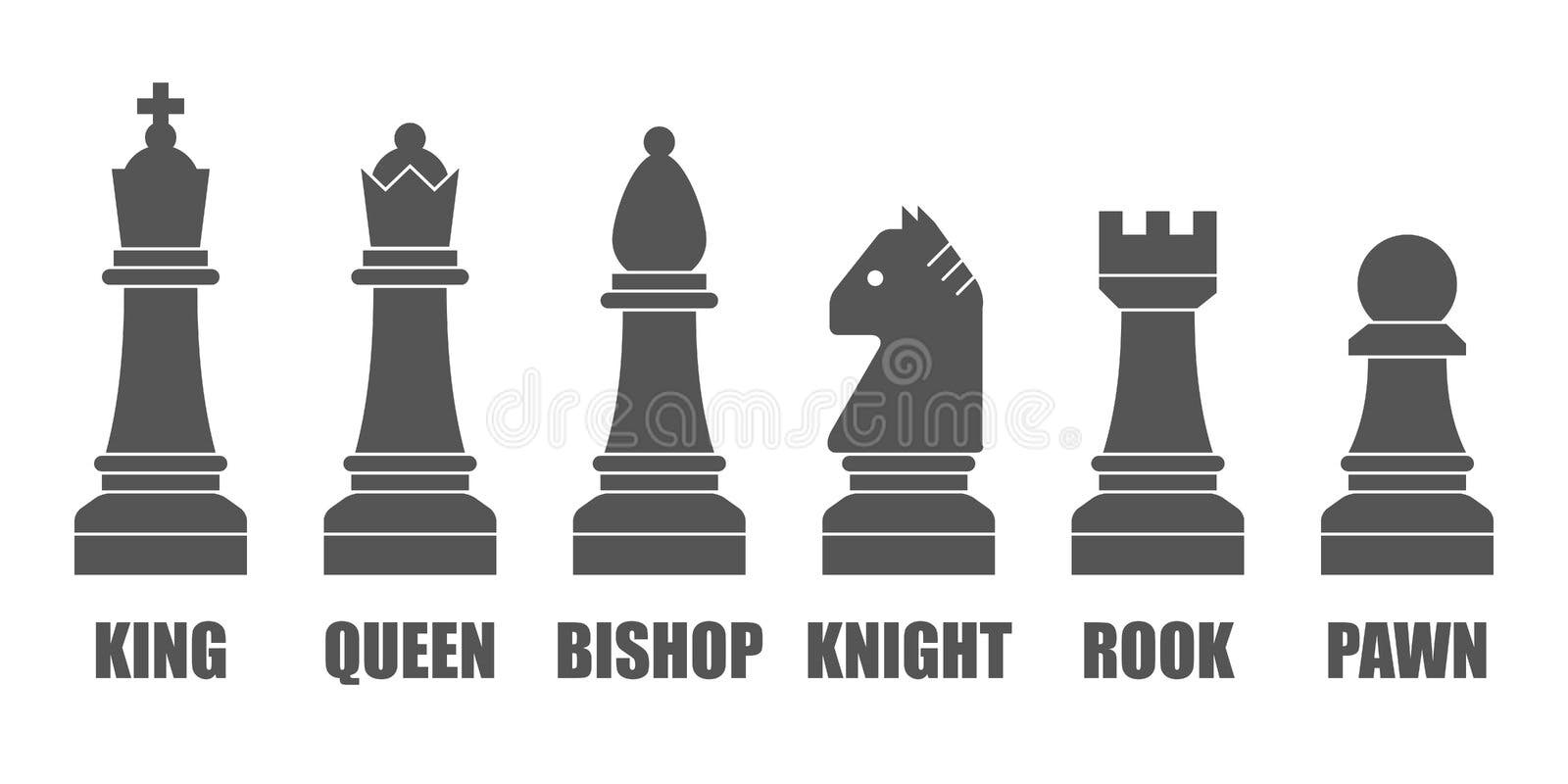 Set Icons Chess Pieces Their Names Stock Illustration 329364188