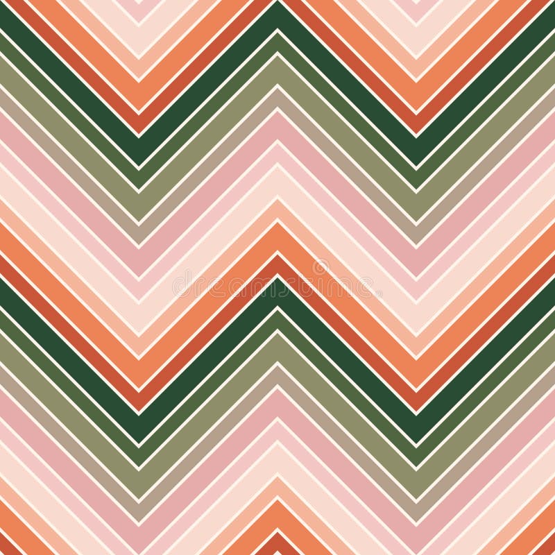 Vector chevron seamless pattern. Zigzag stripes texture. Pink, green and orange vector illustration