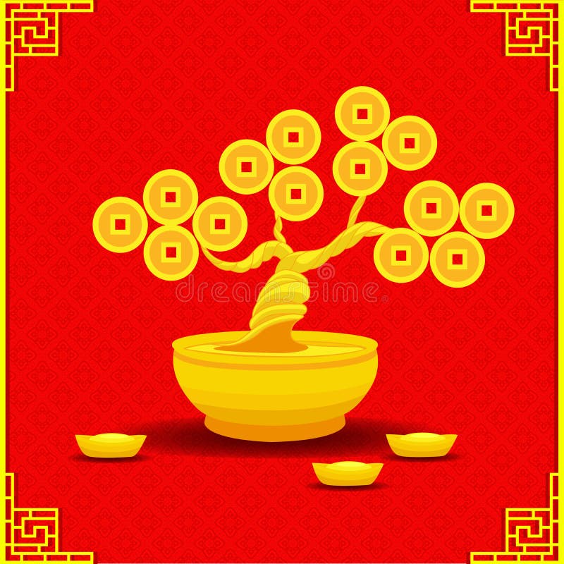Chinese Money God Wishing Happy New Year Stock Illustration