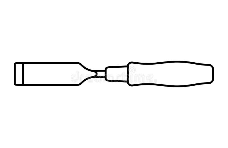 Vector Chisel Icon In Line Art Style Isolated On White Background Stock