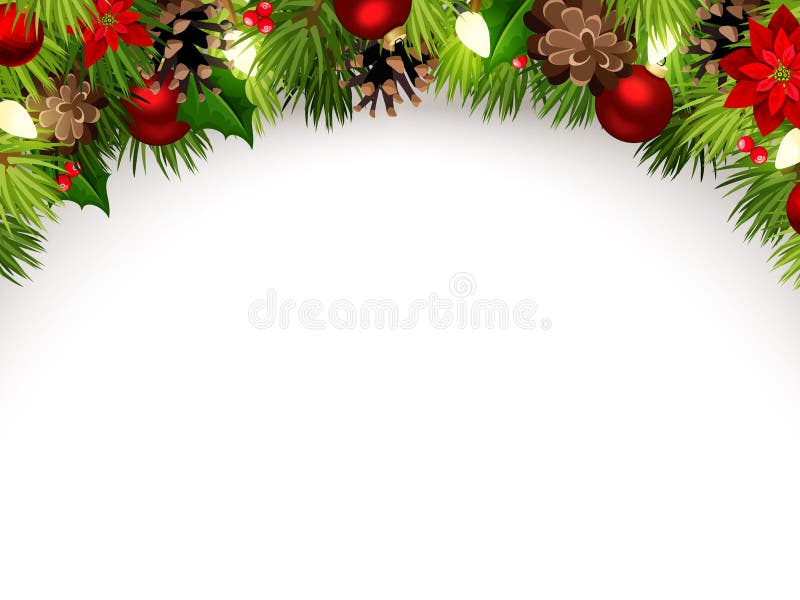 Christmas Card with Bells, Holly, Balls and Poinsettia. Vector Eps-10 ...