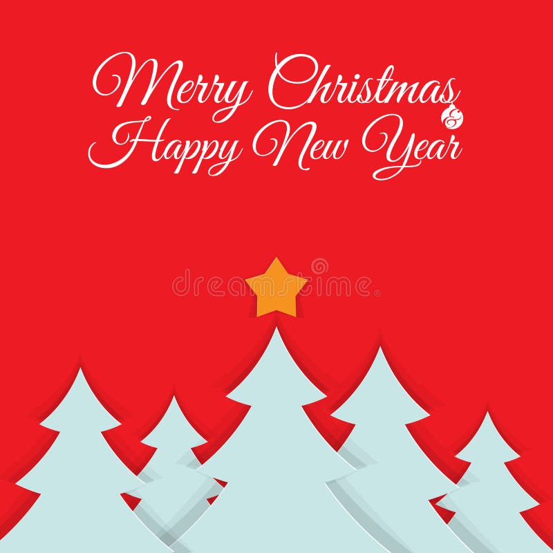 Vector Christmas Card Template. Paper Cut Style Stock Vector