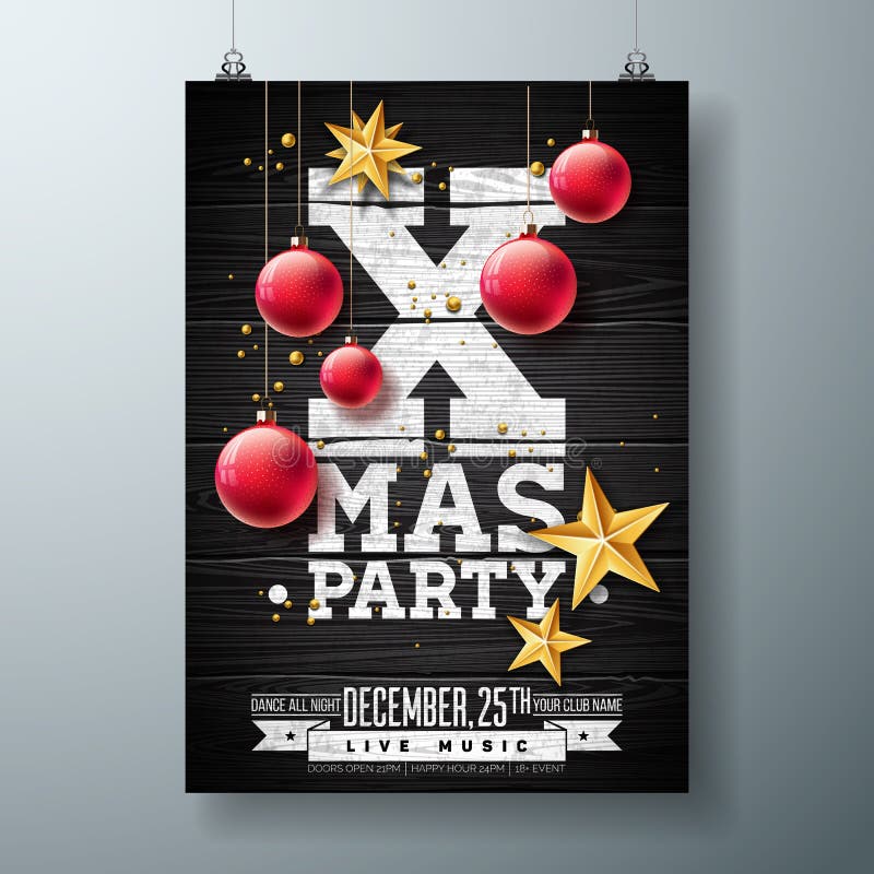 Download Vector Christmas Party Flyer Design With Holiday ...
