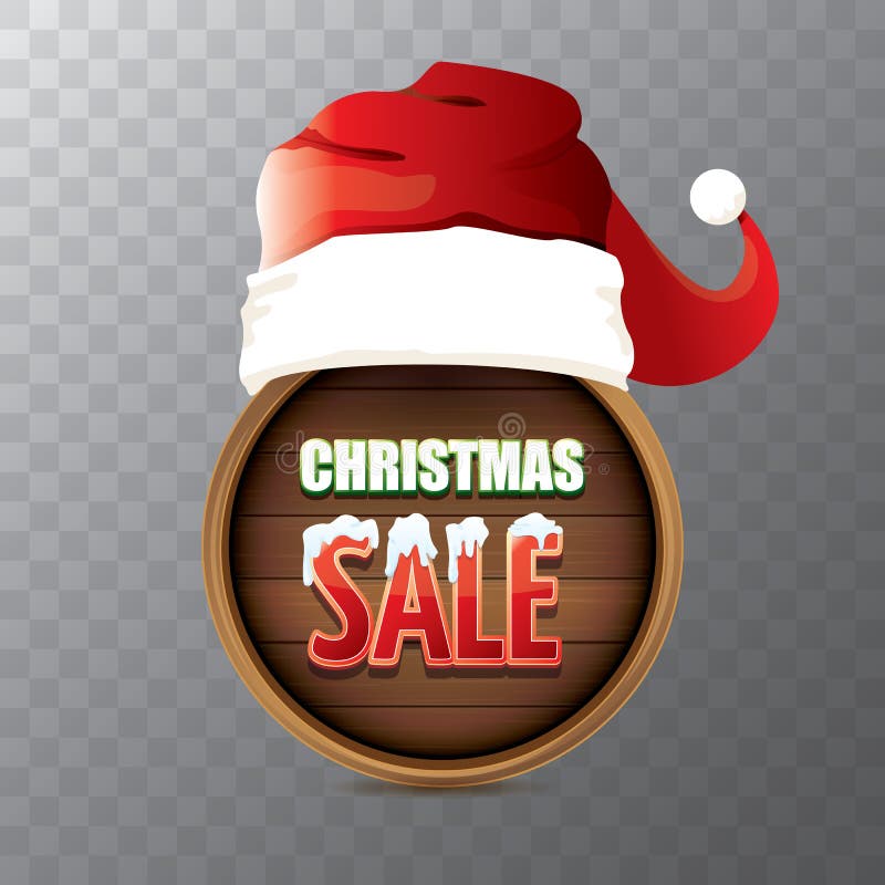 Vector Christmas Sale Label Red Santa Hat With Special Sale Sign Tag