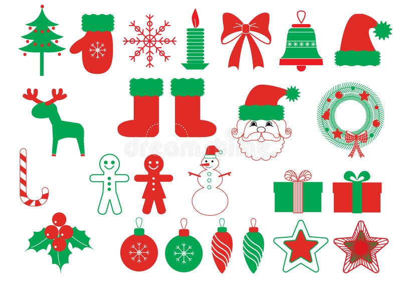 Vector christmas symbols .Red green elements