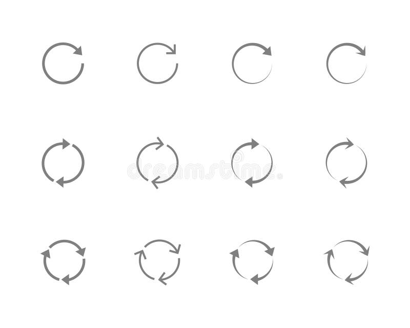 Circle arrow icons set grey on white vector illustration
