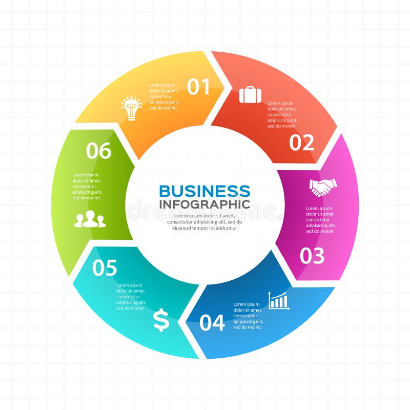 Vector circle arrows infographic, diagram, graph, presentation, chart. Business cycle concept with 6 options, parts royalty free illustration Vector circle arrows infographic, diagram, graph, presentation, chart. Business cycle concept with 6 options, parts royalty free illustration