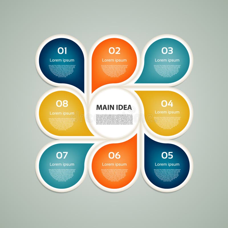 Vector circle infographic. Template for cycle diagram, graph, presentation and round chart. Business concept with 8 options, parts stock illustration Vector circle infographic. Template for cycle diagram, graph, presentation and round chart. Business concept with 8 options, parts stock illustration