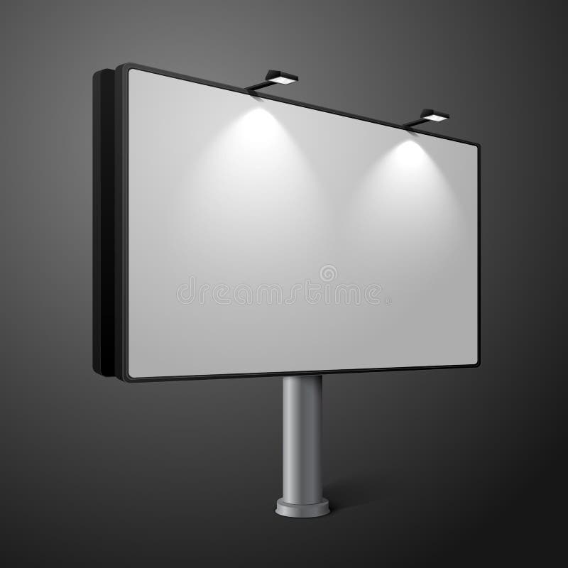 Vector city billboard with lamps, isolated on dark royalty free illustration Vector city billboard with lamps, isolated on dark royalty free illustration