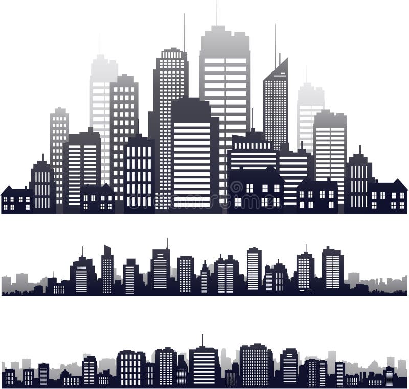 Vector city silhouette isolated on white