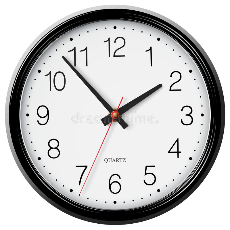 Vector Classic Black Wall Circular Clock with Round Points Stock Vector