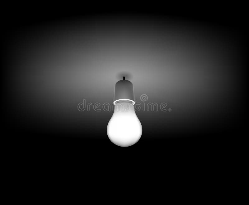 Vector Classic Light Bulb on the Dark Room Stock Vector Illustration