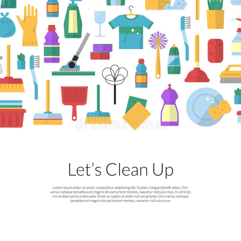 Vector Cleaning Flat Icons with Place for Text Illustration Stock