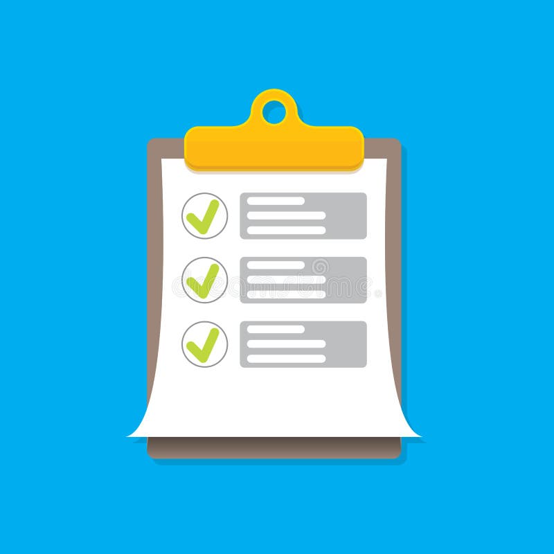 Vector Clipboard icon with green checkmarks royalty free illustration